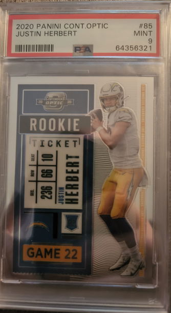2020 Panini Contenders Optic Justin Herbert PSA 9 