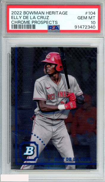2022 BOWMAN HERITAGE CHROME PROSPECTS ELLY DE LA CRUZ #104 RC PSA 10 GEM MT
