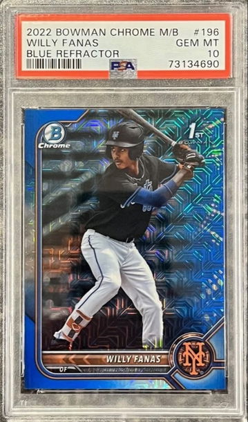 2022 Bowman Chrome Mega Box Willy Fanas Blue Mojo Refractor GEM MINT PSA 10