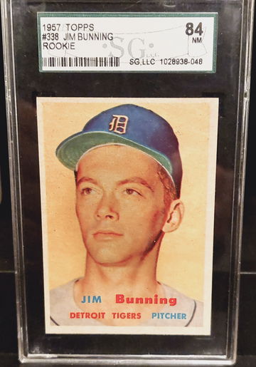 Jim Bunning 1957 Topps #338 Detroit Tigers HOF Rookie RC SGC 84 NM 7 