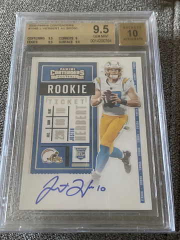 2020 Panini Contenders Justin Herbert Rookie Ticket on  card Auto  BGS 9.5 / 10