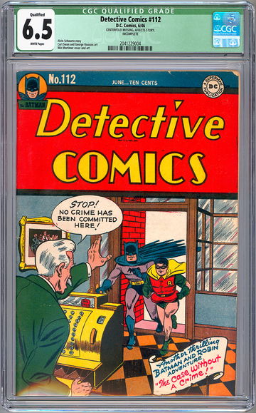 DETECTIVE COMICS #112 CGC 6.5 CLASSIC *GOLDEN AGE BATMAN CVR* SWAN ROUSSOS 1946