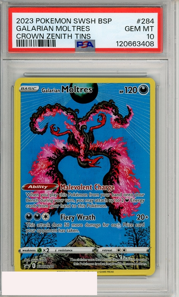 2023 POKEMON SWSH BSP GALARIAN MOLTRES #284 CROWN ZENITH TN PSA 10