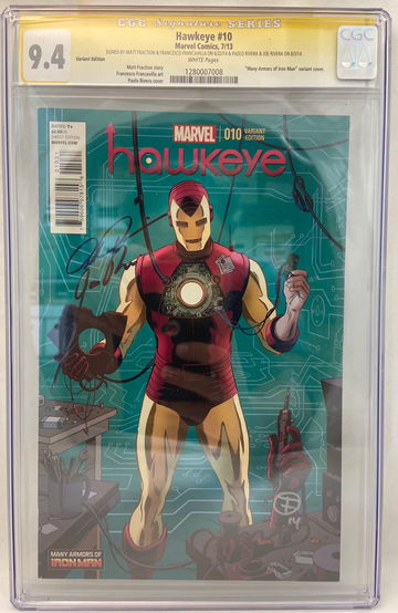 Hawkeye #10 CGC 9.4 NM “Many Armors of Iron Man” Signed w/ 4x Sigs!
