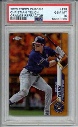 2020 TOPPS CHROME ORANGE REFRACTOR #138 CHRISTIAN YELICH LE 19/25 PSA 10 LOW POP