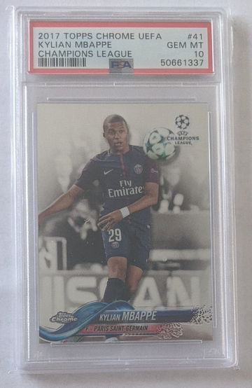 2017 Topps Chrome Uefa Champions League #41 Kylian Mbappe PSA 10 (Ships via UPS from Canada)