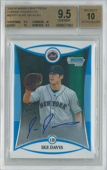 2008 Bowman Draft Ike Davis #BDPP116 True Gem BGS 9.5 Auto 10