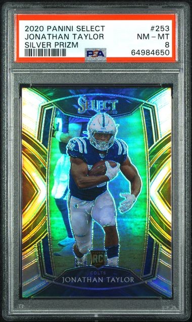 2020 Panini Select 253 Jonathan Taylor RC Silver Prizm PSA 8 Scratch Free Case