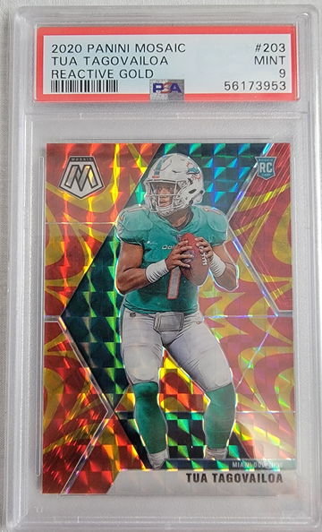 2020 Mosaic Tua Tagovailoa Gold Reactive Prizm PSA 9