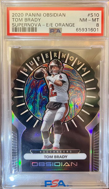 2020 Panini Obsidian Tom Brady Supernova #S10 Orange Prizm 4/25 PSA 8 (POP 1) 🔥