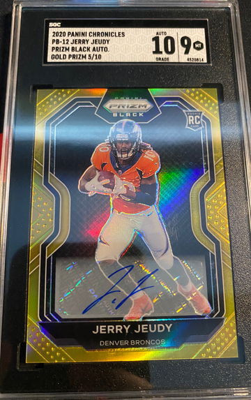 Jerry Jeudy 2020 Chronicles Prizm Black Football Gold Autograph /10 SGC 9/10