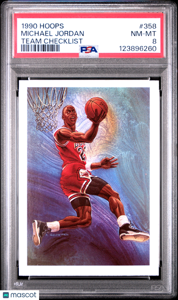 1990 Hoops Michael Jordan #358 Team Checklist PSA 8