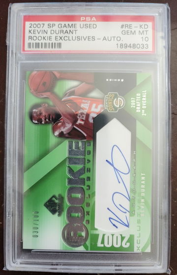 2007 sp game used kevin durant rookie excl. Auto PSA 10