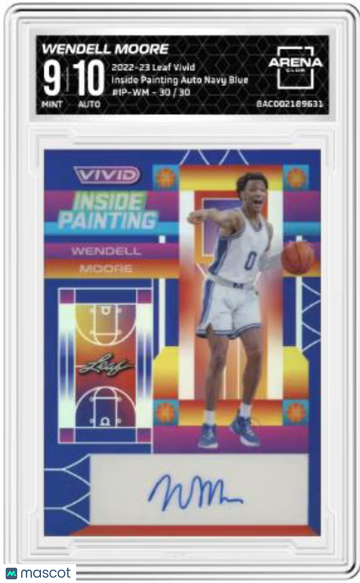 2023 2022-23 Leaf Vivid Wendell Moore #30/30 Inside Painting Auto Navy Blue Arena Club 9 Auto 10