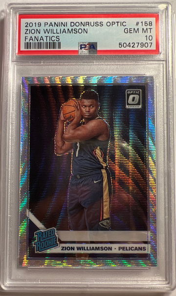2019 Optic Fanatics Silver Wave Rookie RC Zion Williamson PSA 10