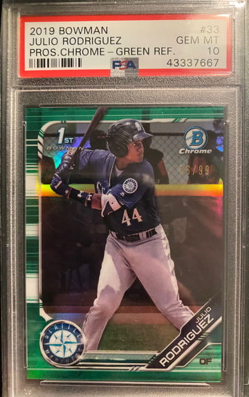 JULIO RODRIGUEZ 2019 BOWMAN CHROME GREEN REFRACTOR/99 PSA 10 GEM MINT 