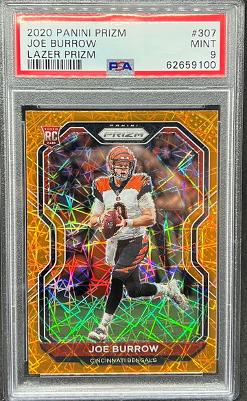 2020 Prizm Joe Burrow Orange Lazer Rookie PSA 9