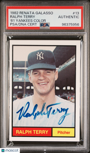 1982 Renata Galasso '61 Yankees Color Ralph Terry #13 PSA A Auto A