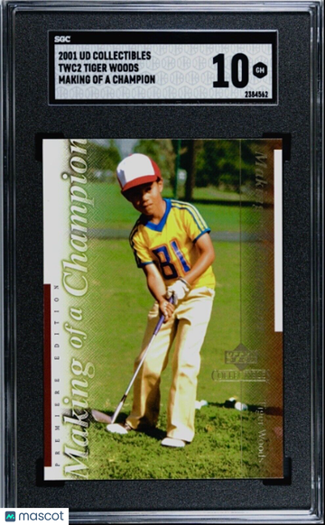 POP 1 SGC 10 RC Tiger Woods 2001 Upper Deck Collection Child Amateur Rookie Gem!
