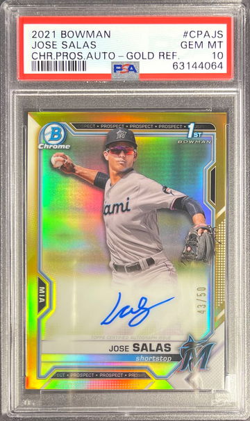 2021 Bowman Chrome Jose Salas Gold Refractor Auto Autograph PSA 10 Gem Mint