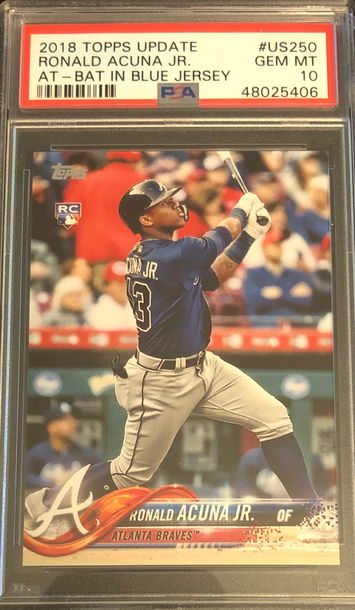 2018 Topps Update Ronald Acuna At Bat Blue Jersey