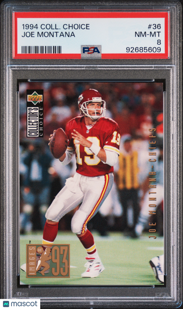1994 Collector's Choice Joe Montana #36 PSA 8