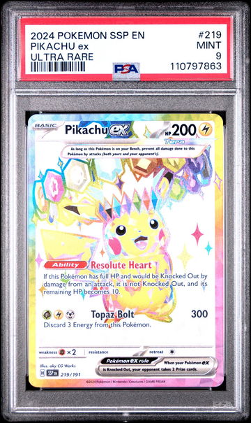 2024 Pokemon Scarlet and Violet Surging Sparks Ultra Rare Pikachu Ex #219 PSA 9