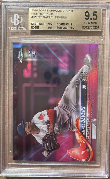 Rafael Devers 2018 Topps Chrome Update Pink Refractors RC BGS 9.5