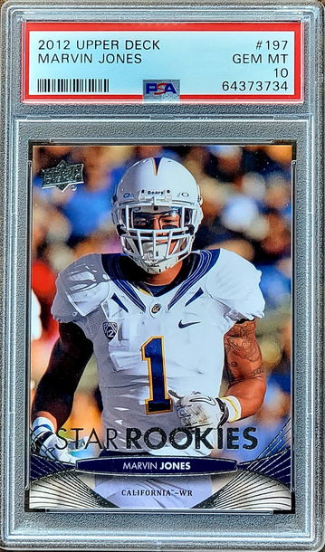 2012 MARVIN JONES Upper Deck STAR ROOKIES PSA 10 POP 8 #197 Rookie RC #197