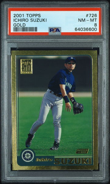 2001 TOPPS ICHIRO SUZUKI GOLD #726 PSA 8
