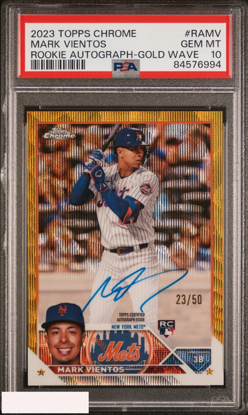 2023 TOPPS CHROME ROOKIE AUTO MARK VIENTOS #RAMV GOLD WAVE 23 OF 50 RC PSA 10