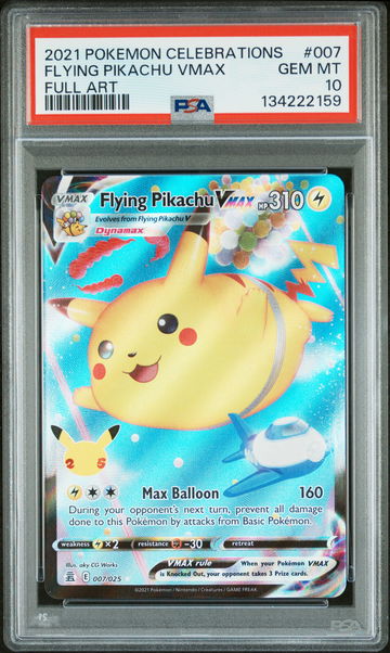 2021 Pokemon Celebrations Full Art Flying Pikachu Vmax #7 PSA 10