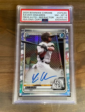 2020 BOWMAN CHROME PROSPECTS REFRACTOR AUTO #CPAXE PSA 9 NEAR MINT 