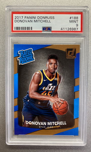 DONOVAN MITCHELL 2017 DONRUSS RATED ROOKIE PSA 9 MINT