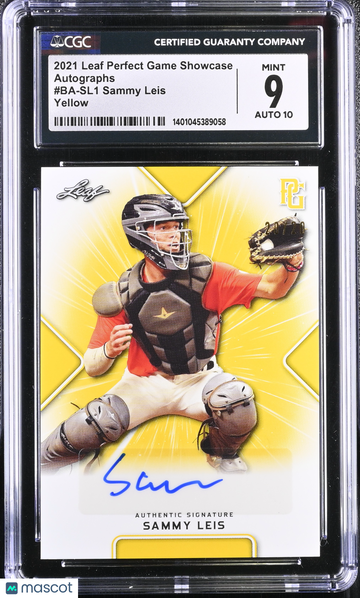 2021 Leaf Perfect Game Showcase Sammy Leis #BA-SL1 Yellow Autographs CGC 9 Auto 10