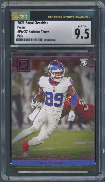 2021 Chronicles Panini Kadarius Toney RC #PA-27 Pink - CSG Mint Plus 9.5