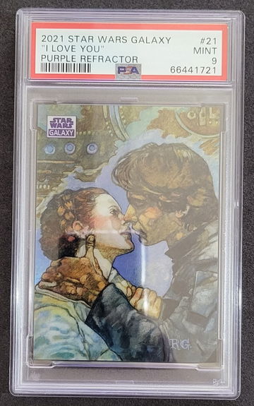 2021 Topps Star Wars Galaxy "I Love You" Purple Refractor 24/25 PSA 9
