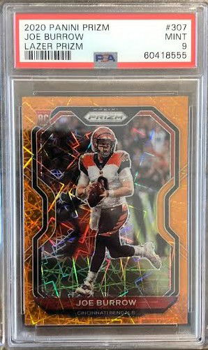 2020 Panini Prizm Joe Burrow Orange Lazer Prizm PSA 9 MINT