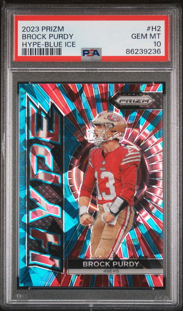 2023 Panini Prizm Hype Blue Ice Brock Purdy #H2 PSA 10