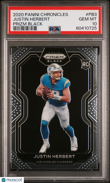 2020 Panini Chronicles Prizm Black Justin Herbert #PB3 PSA 10