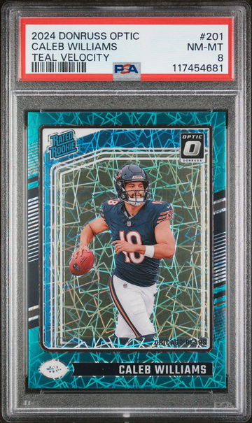 2024 Panini Donruss Optic Teal Velocity Caleb Williams #201 RC PSA 8