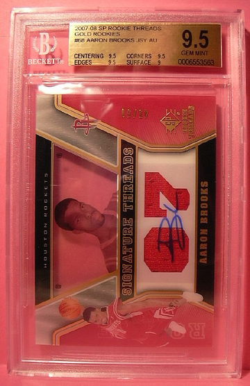 2007-08 SP ROOKIE THREADS GOLD ROOKIES #68 AARON BROOKS AUTO 45/50 BGS 9.5 GEM MINT