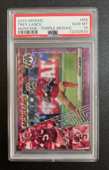 2022 Panini Mosaic Trey Lance Montage Purple #M9 PSA10 30/49 Pop1 Gem Mint