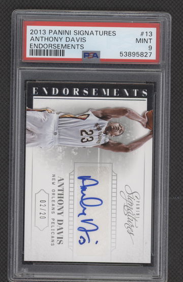 2013 PANINI SIGNATURES ANTHONY DAVIS ENDORSEMENTS PSA 9
