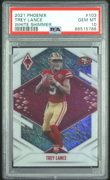 2021 Trey Lance RC Panini Phoenix White Shimmer SSP PSA 10 GEM MINT  