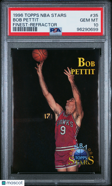 1996 Topps NBA Stars Bob Pettit #35 Finest Refractor PSA 10