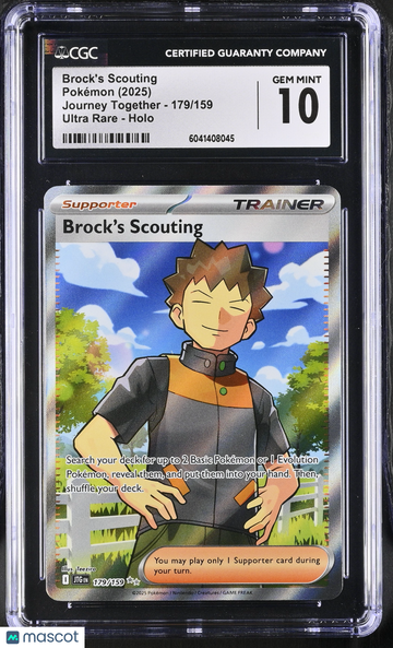 2025 Pokémon Journey Together Brock's Scouting Ultra Rare CGC 10 #179/159