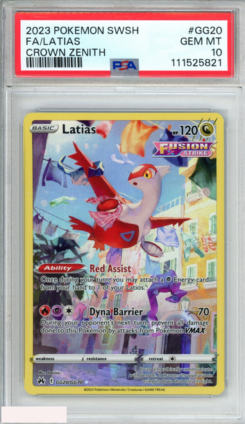 2023 POKEMON SWORD AND SHIELD CROWN ZENITH FA LATIAS #GG20 PSA 10 GEM MT