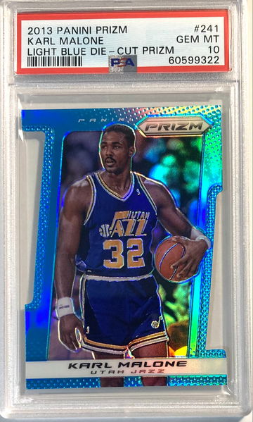 2013-14 Panini Prizm #241 Karl Malone Light Blue Die Cut /199 PSA 10