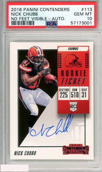 2018 PANINI CONTENDERS NICK CHUBB #113 AUTOGRAPH PSA 10 GEM MT RC